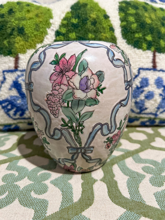 Pastel Floral & Bow Vase