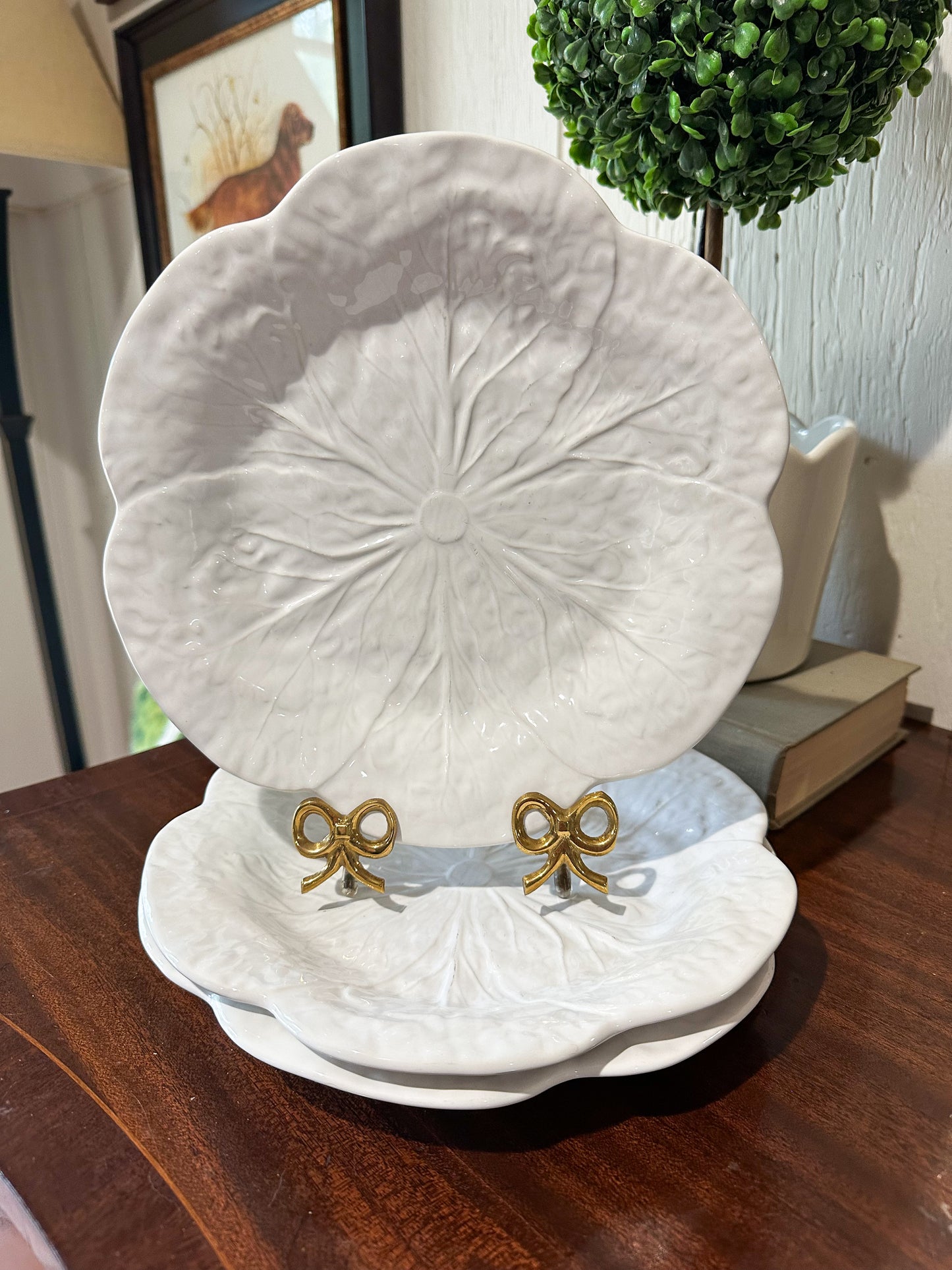 White Bordallo Cabbage Plates