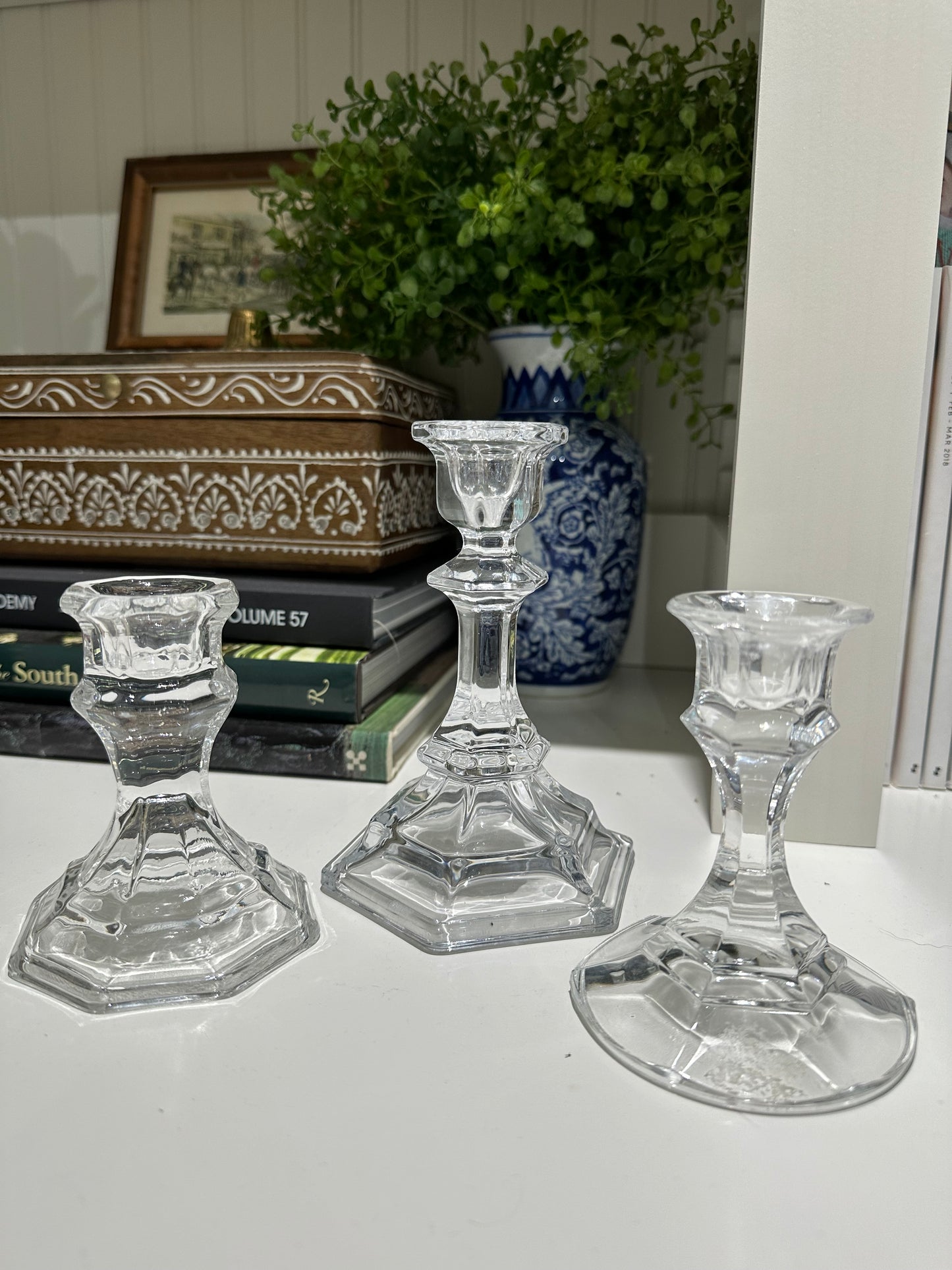 Glass Candlestick Holder Set