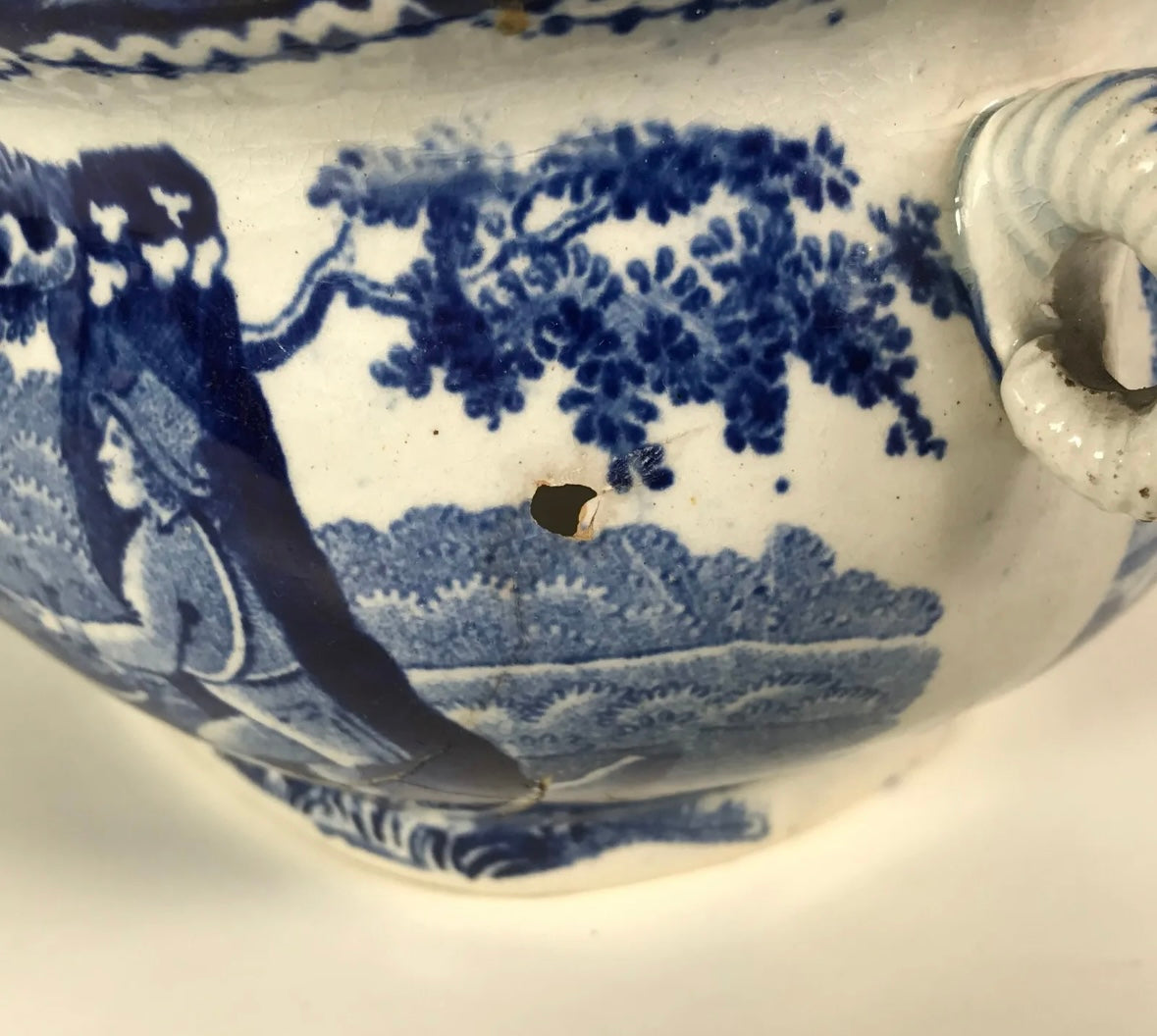 Early 1800s Staffordshire Sugar Bowl with Hunt Scene