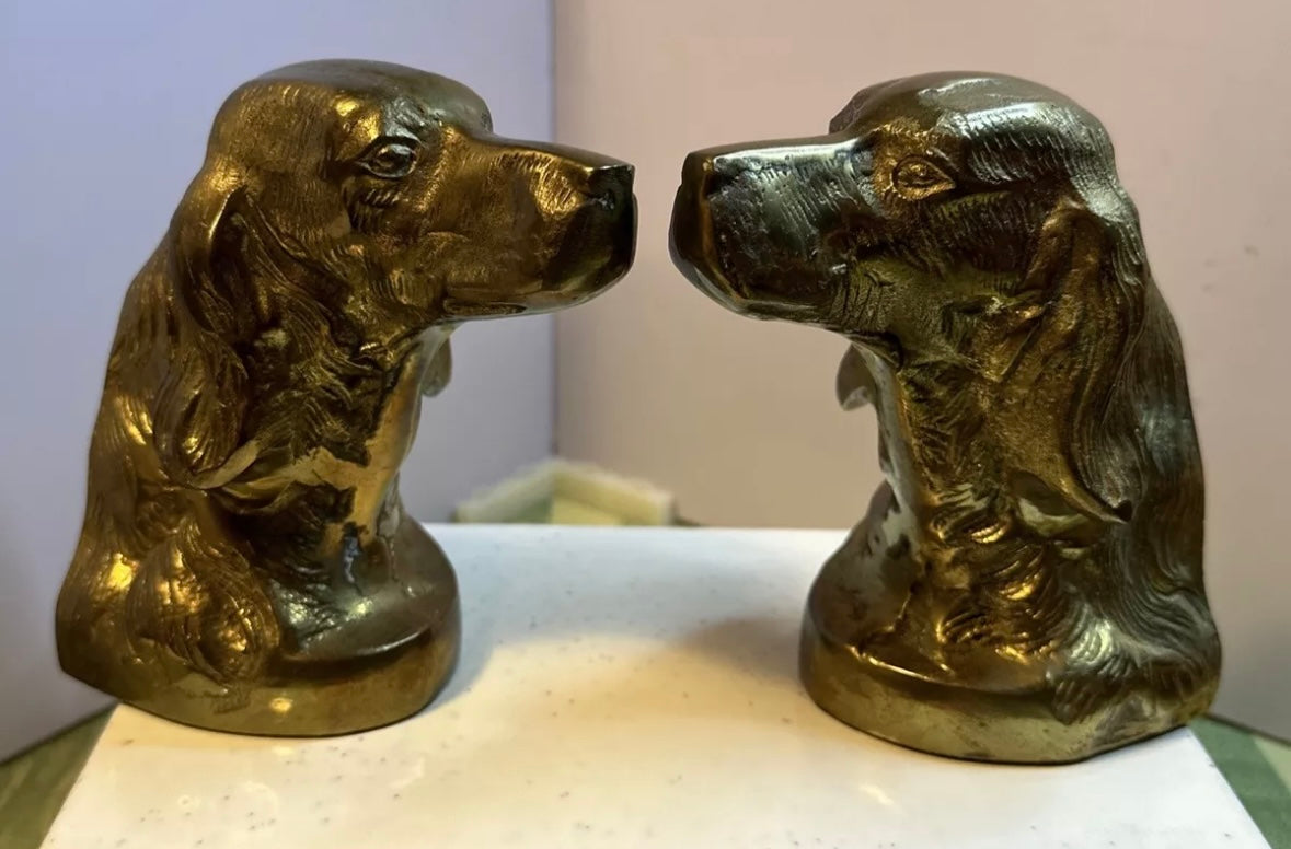 Brass Dog Bookends