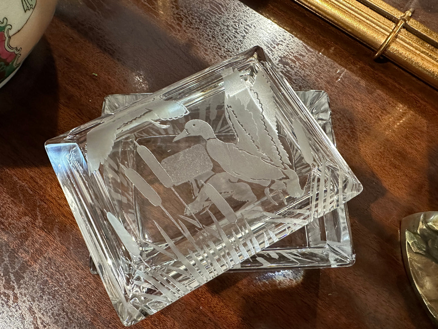 Crystal Box with Duck Etching