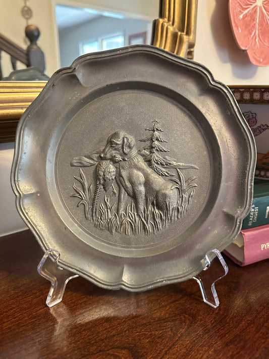 Pewter Hunting Dog Plate