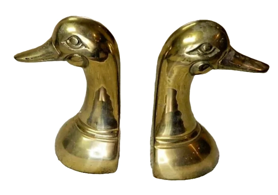 Pair of Brass Duck Bookends
