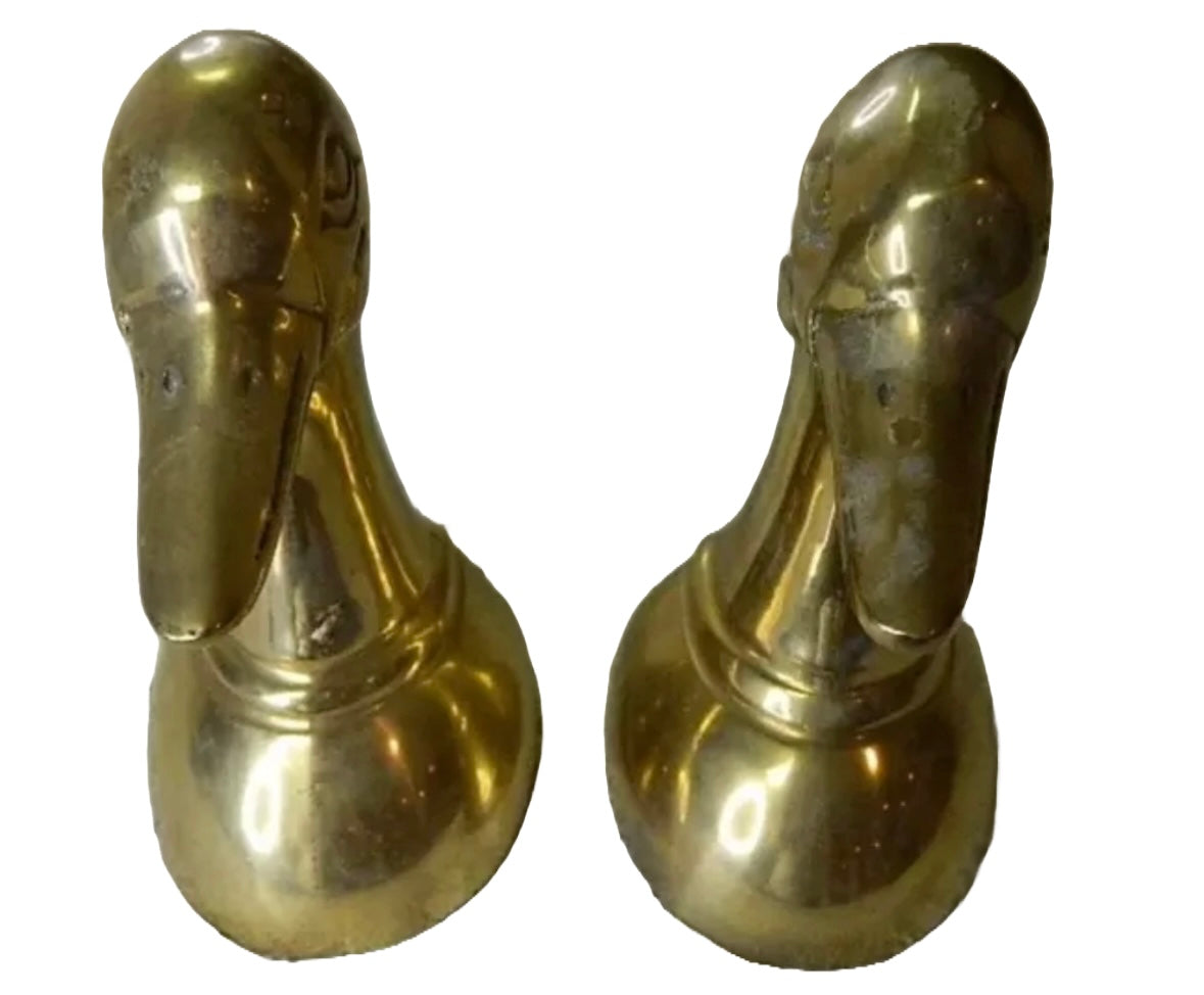 Pair of Brass Duck Bookends
