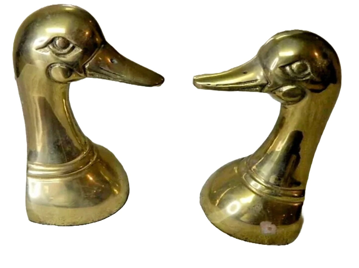Pair of Brass Duck Bookends